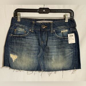 NWT Refuge Dark Wash Distressed Blue Denim Skirt Size 1 Juniors